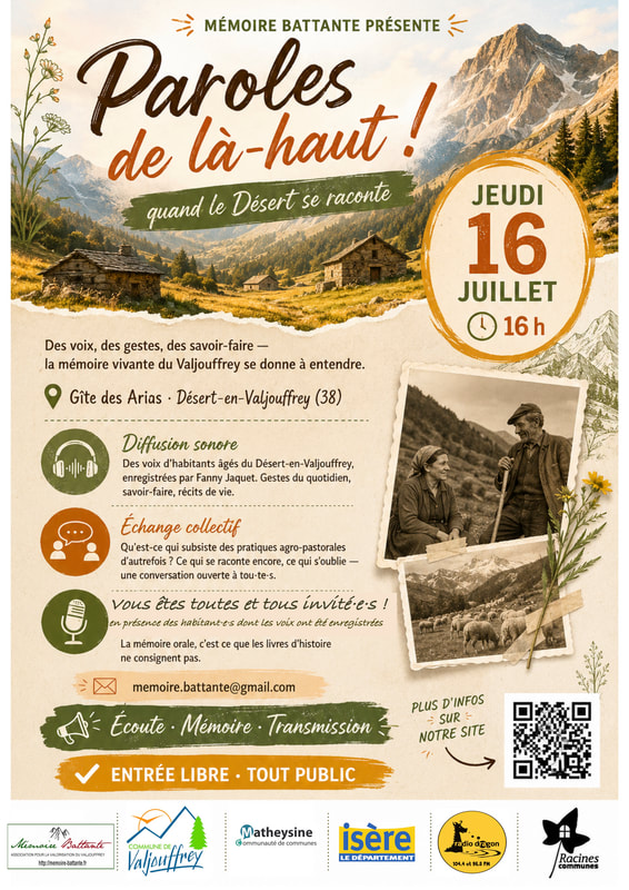 Affiche de la rencontre « Paroles de là-haut », jeudi 16 juillet au gîte des Arias